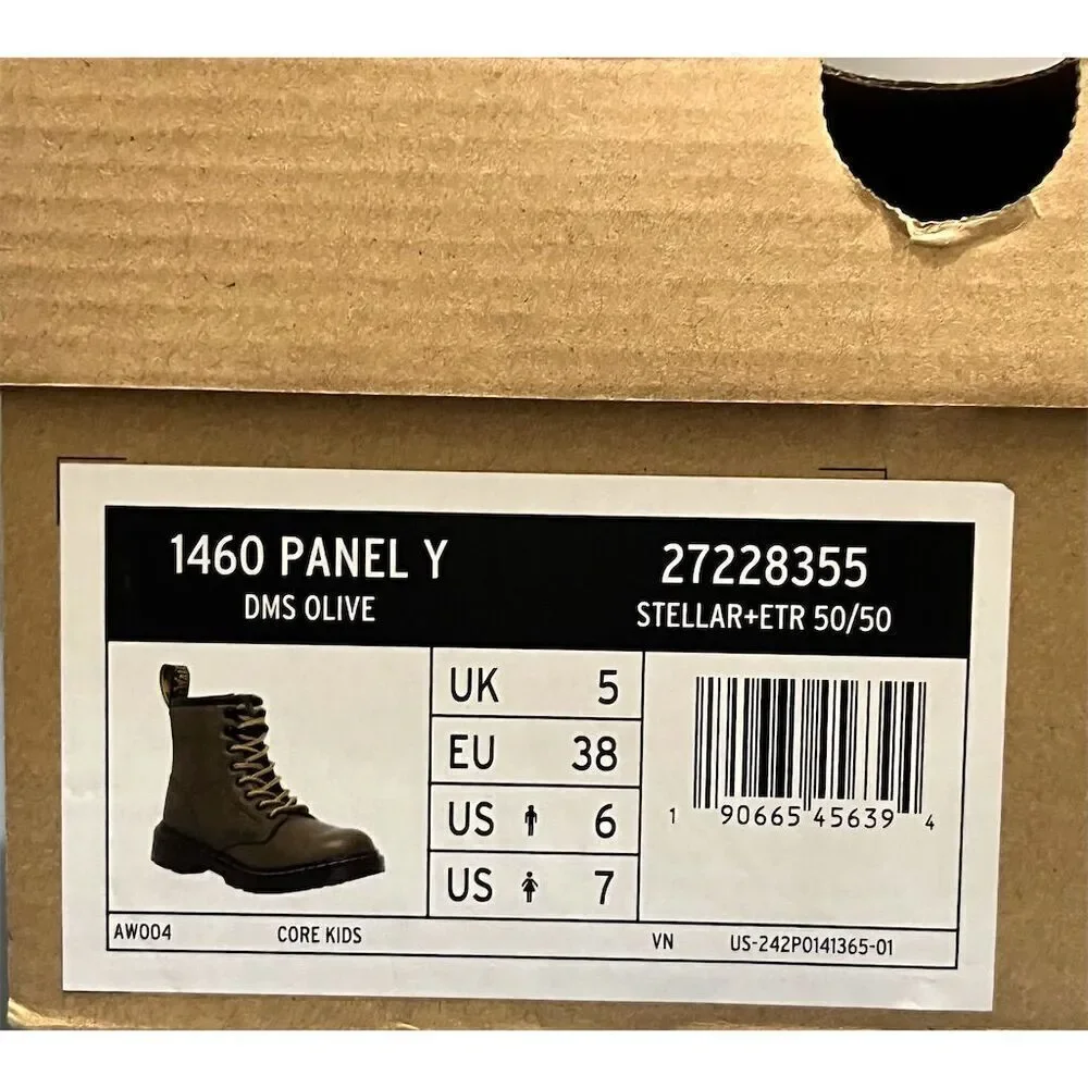 Dr. Martens 1460 Panel Y Teens Leather Boots Outdoor Green M6/L7 Lace Up Unisex